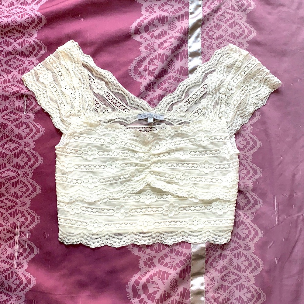 White Lace Crop Top